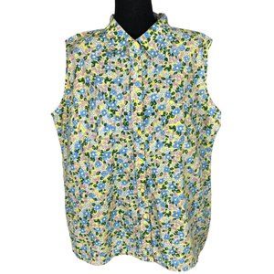 Vintage 90s Floral Buttoned Sleeveless Top